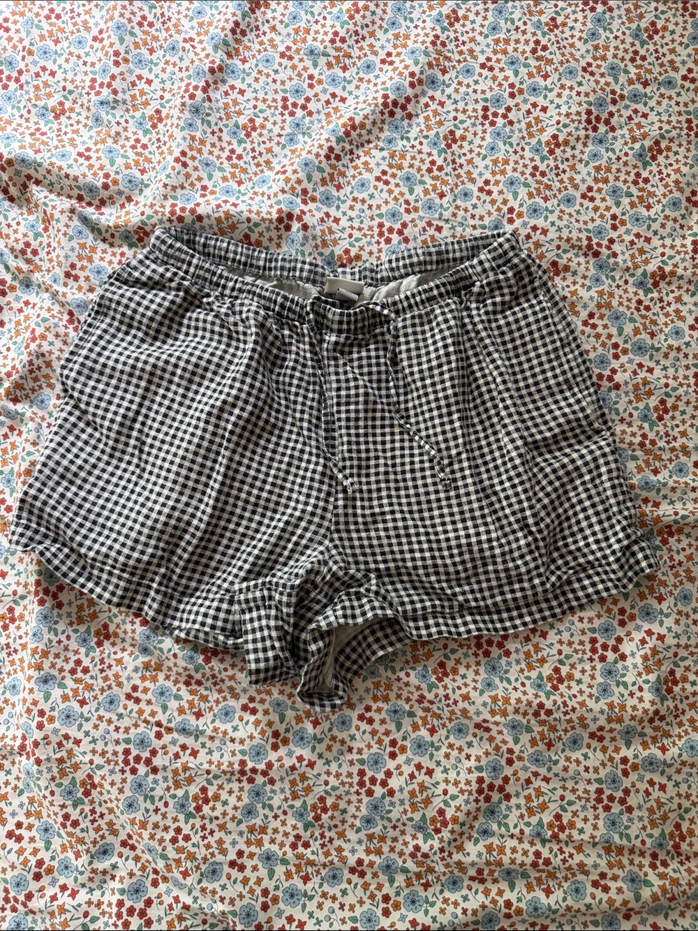 Linen Blend Gingham Shorts